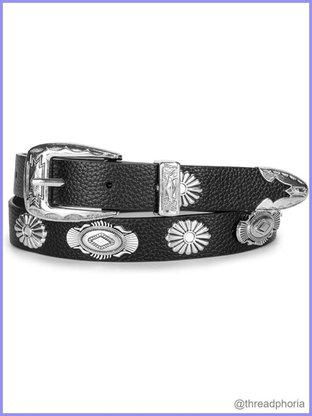 Faux Leather Western Belt Round Buckle Cowgirl Style for Jeans Pants Dresses